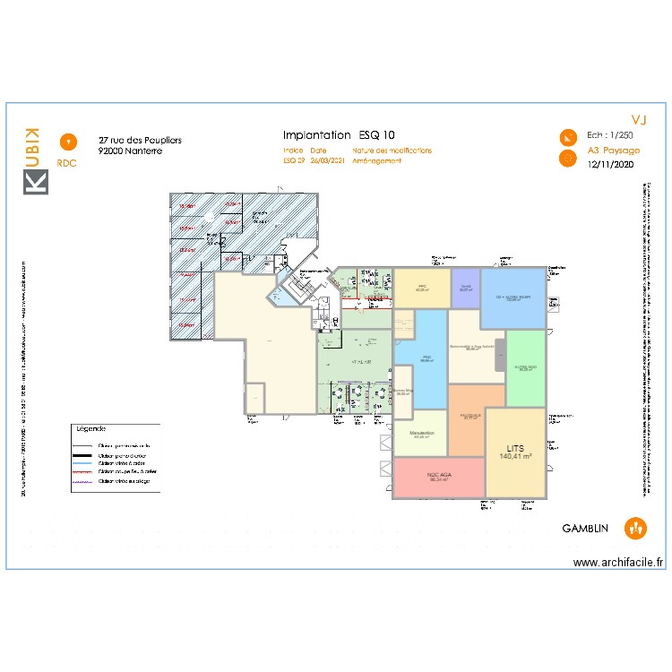 Nanterre RDC Cible. Plan de 16 pièces et 1255 m2