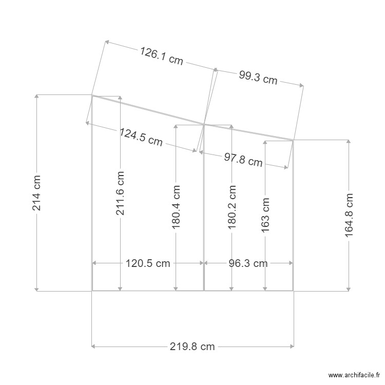 Placard CH1. Plan de 2 pièces et 4 m2