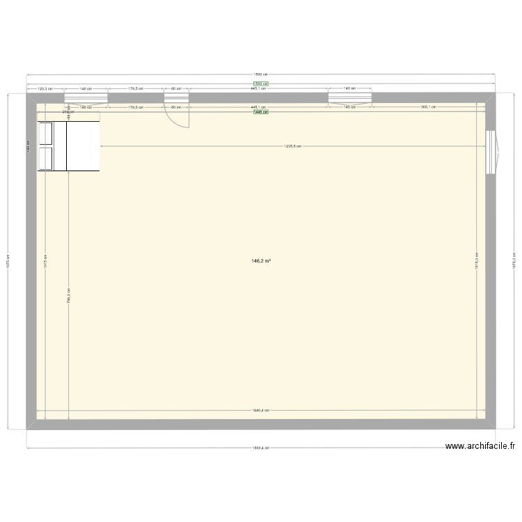 bauchire. Plan de 1 pièce et 146 m2