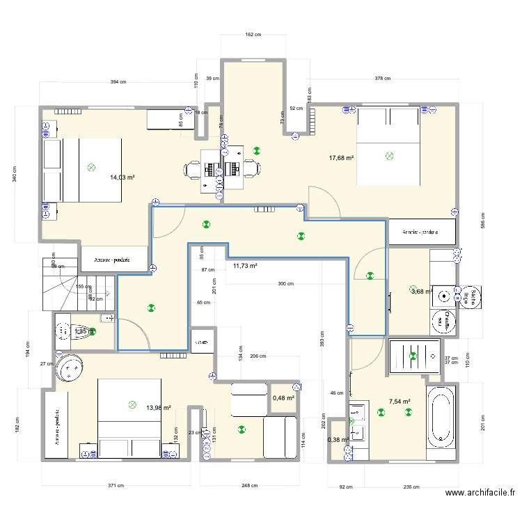 Pornichet1er BaseV8. Plan de 9 pièces et 71 m2