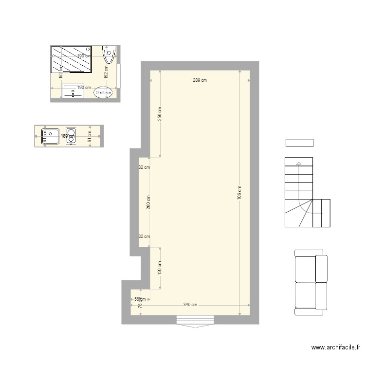 studio. Plan de 0 pièce et 0 m2