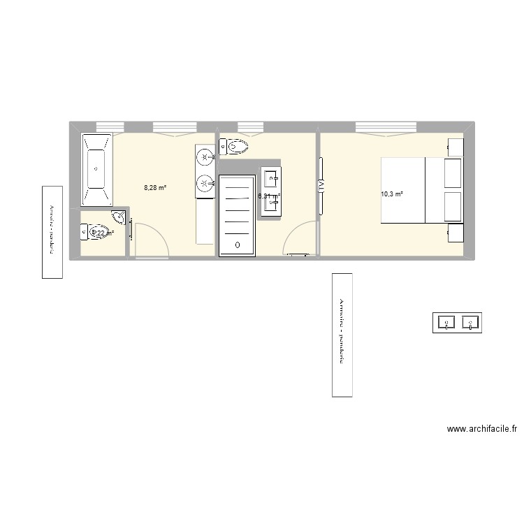 mais marcilly haut. Plan de 4 pièces et 26 m2