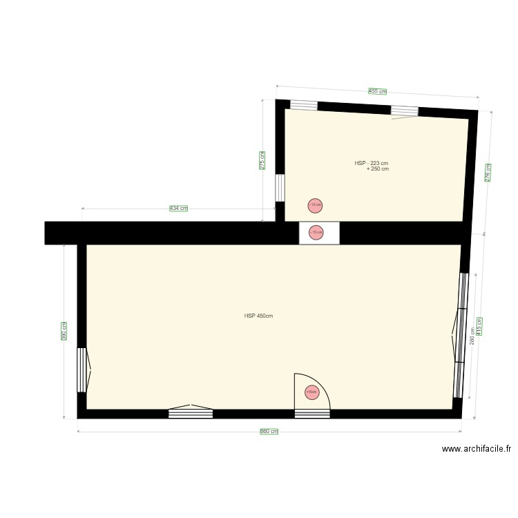 plan de l'existant studio paris. Plan de 2 pièces et 41 m2