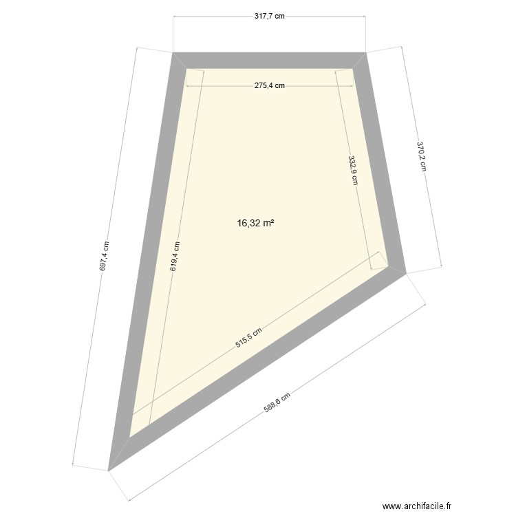 Migne. Plan de 1 pièce et 16 m2