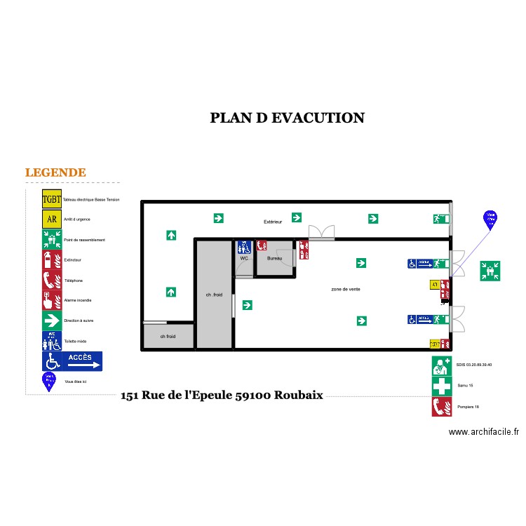 PLAN D EVACUTION. Plan de 0 pièce et 0 m2