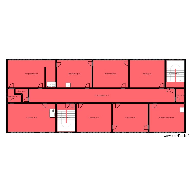 Ecole pasteur 2ème. Plan de 14 pièces et 240 m2