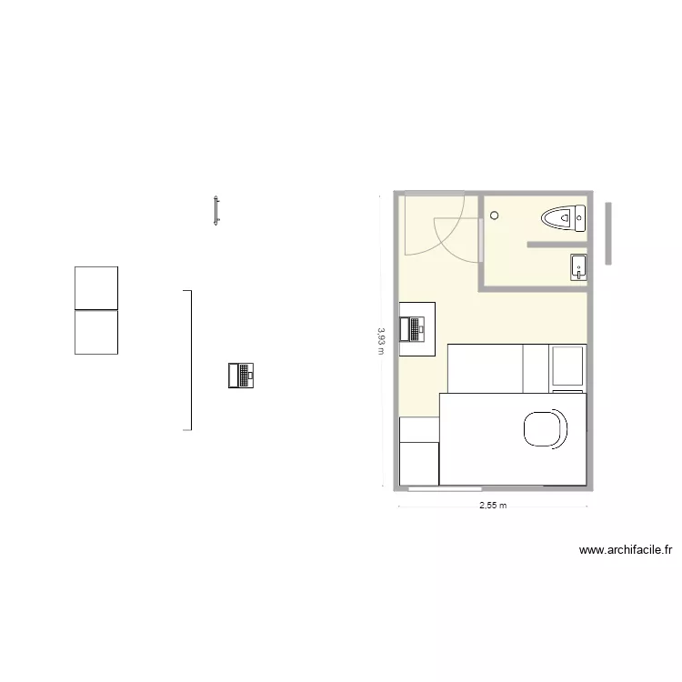 chambres 2 et 3 lit tiroir. Plan de 