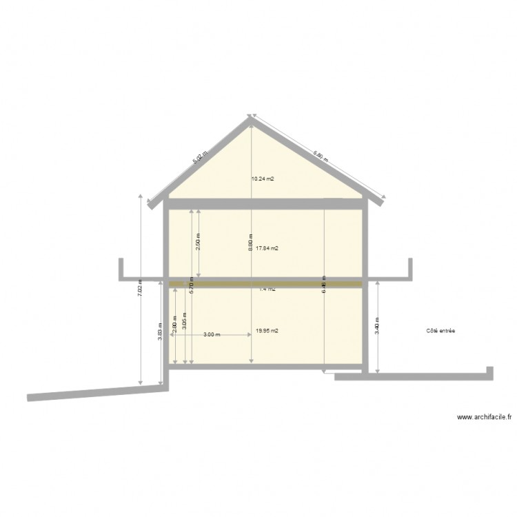 Façade vu côté l ouest avec des balcons une seule toiture. Plan de 0 pièce et 0 m2