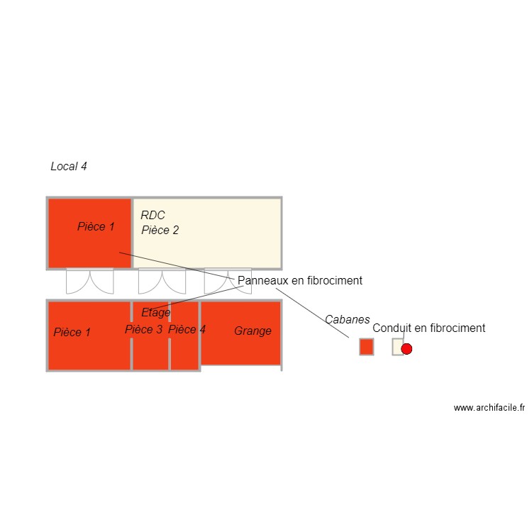 Local 4 Tardivier. Plan de 6 pièces et 14 m2