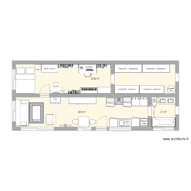 maison 2 container en 2 fois. Plan de 0 pièce et 0 m2