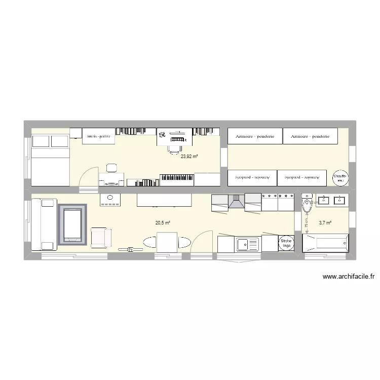 maison 2 container en 2 fois. Plan de 