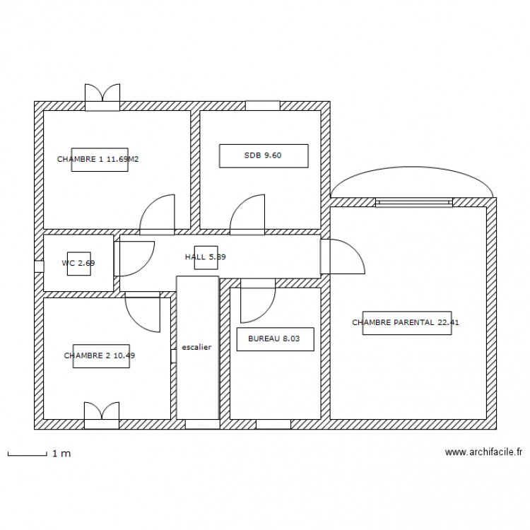 ETAGE MAISON TERRASSE A DROITE 3CHBRES 1 BUREAU. Plan de 0 pièce et 0 m2