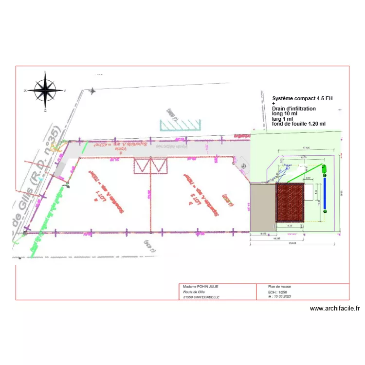 Pohin drain. Plan de 
