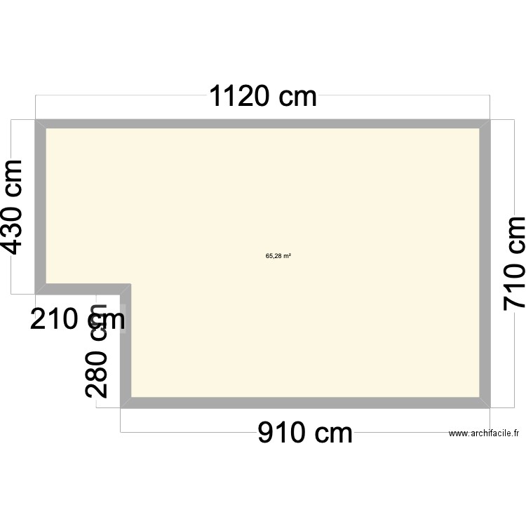 maison. Plan de 1 pièce et 65 m2