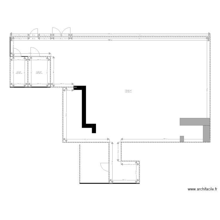 Tableau AAA. Plan de 3 pièces et 188 m2