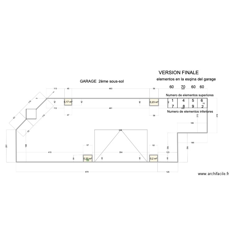 Garage Abedul.version Bloc éléments en angle. Plan de 4 pièces et 1 m2