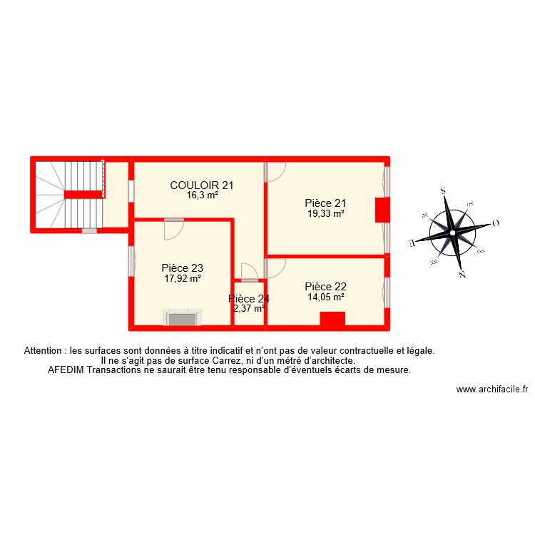 BI 10539 ETAGE 2. Plan de 6 pièces et 81 m2