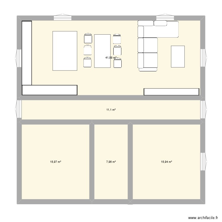 MAISON 1900. Plan de 5 pièces et 93 m2