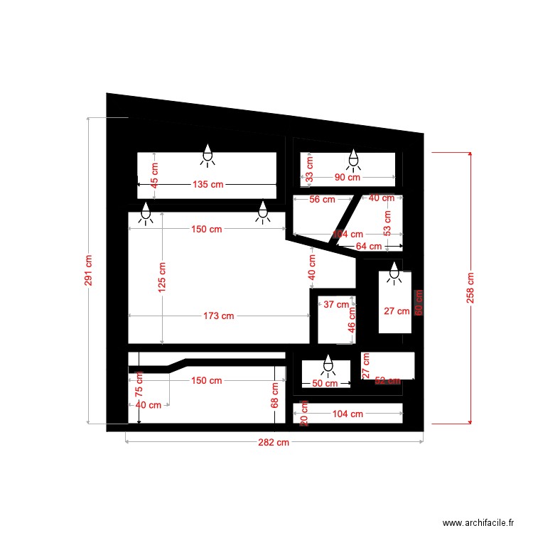 bureau Falière. Plan de 10 pièces et 6 m2