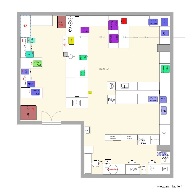 P2R biotechnologie V4bis partie culture. Plan de 1 pièce et 109 m2