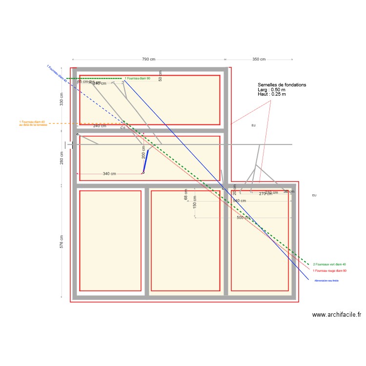 Fondations. Plan de 0 pièce et 0 m2