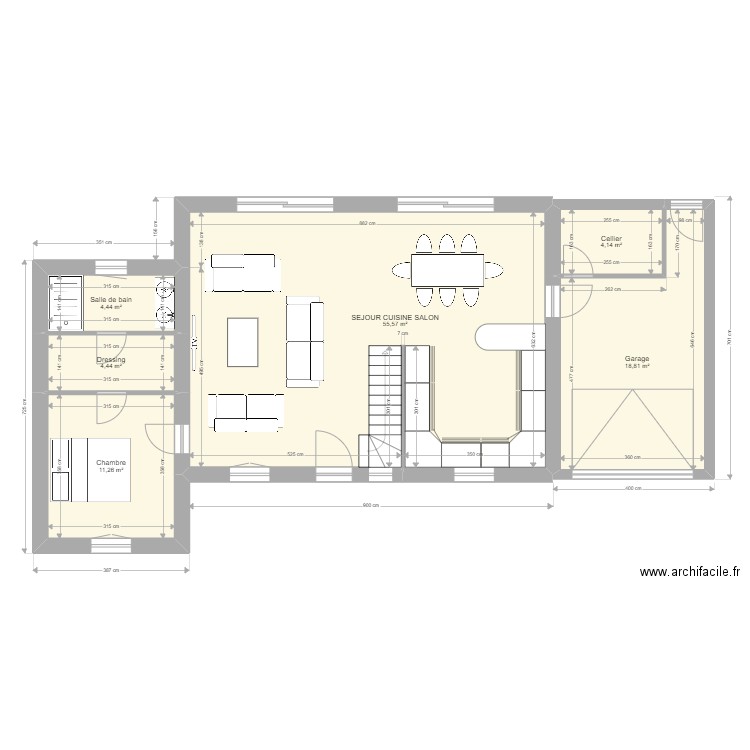 ferreira RDC. Plan de 6 pièces et 99 m2