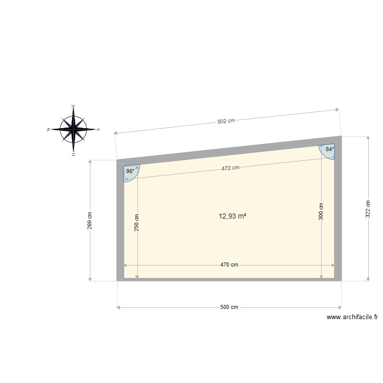 grange pignon ouest. Plan de 1 pièce et 13 m2