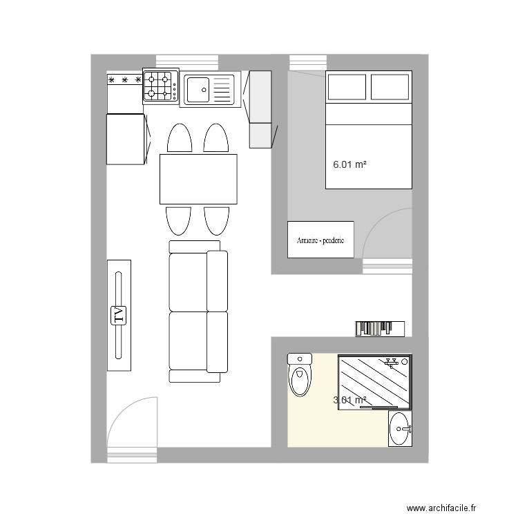 Plan studio de 30m2. Plan de 0 pièce et 0 m2