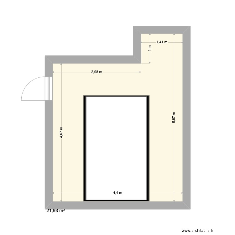 Bureau développeurs V3. Plan de 1 pièce et 22 m2