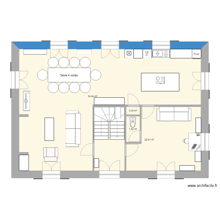 rdch meublé. Plan de 0 pièce et 0 m2