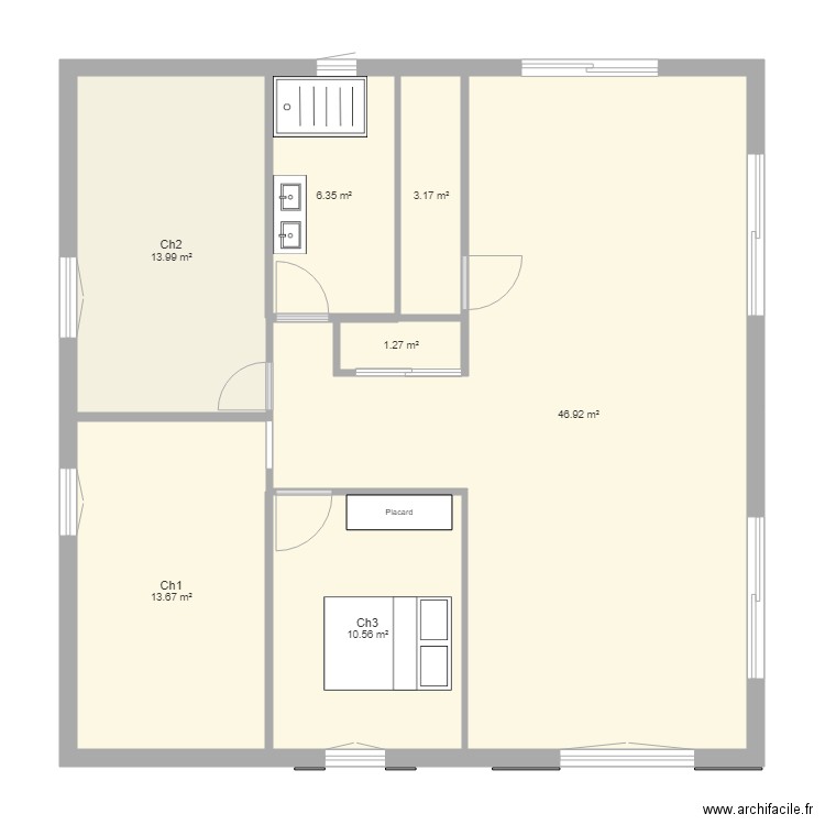 Maison 90m2 . Plan de 0 pièce et 0 m2