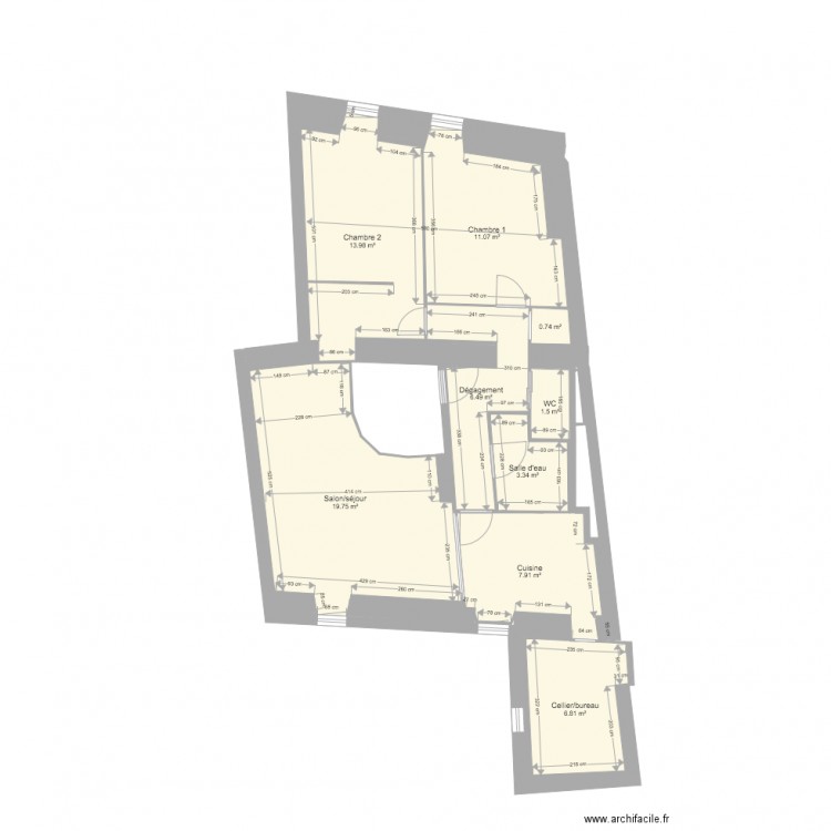 1er étage état projeté. Plan de 0 pièce et 0 m2