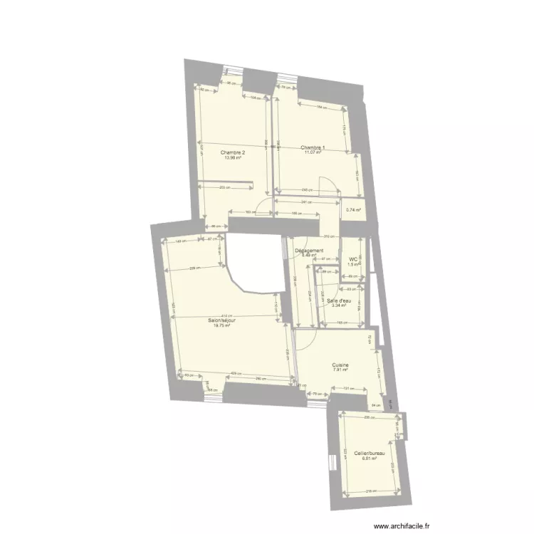 1er &eacute;tage &eacute;tat projet&eacute;. Plan de 