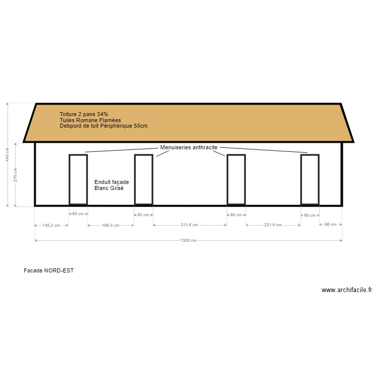 Facade NORD EST. Plan de 0 pièce et 0 m2