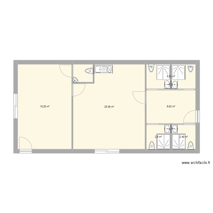 DEPOT. Plan de 6 pièces et 62 m2