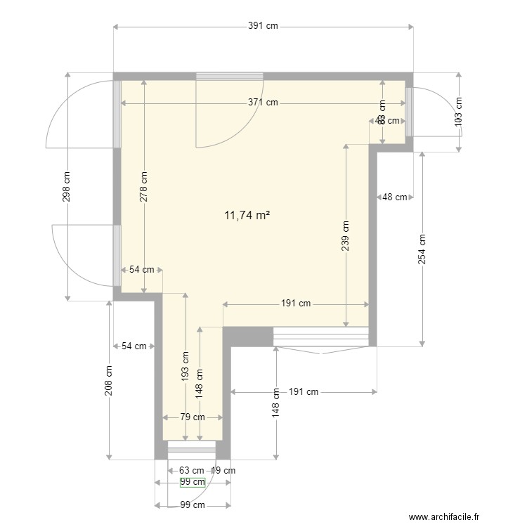 Grenier St Leonard. Plan de 1 pièce et 12 m2