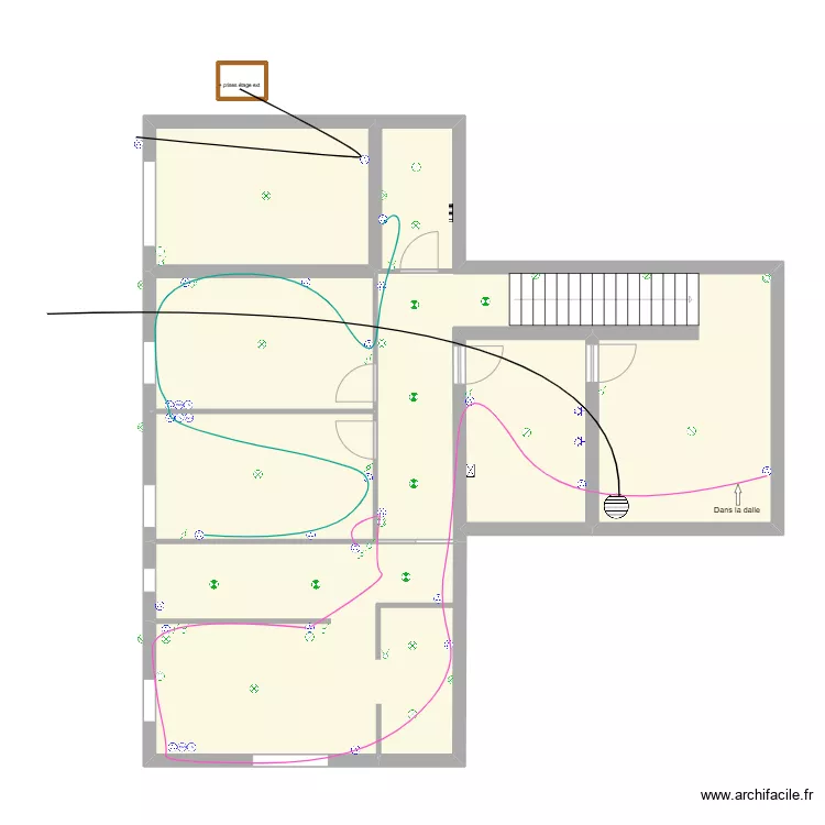 SOUS SOL Prises. Plan de 