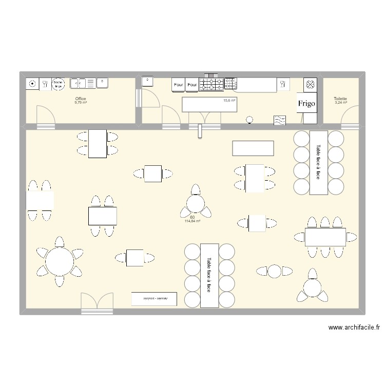 Pkan. Plan de 4 pièces et 143 m2