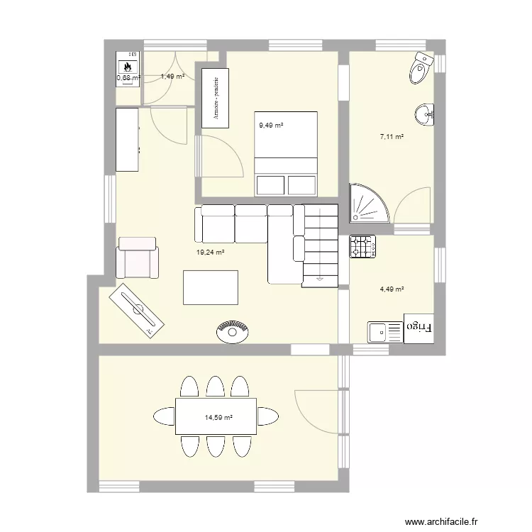 Petite maison complet am&eacute;nagement. Plan de 