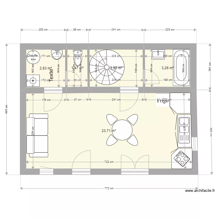 Studio. Plan de 