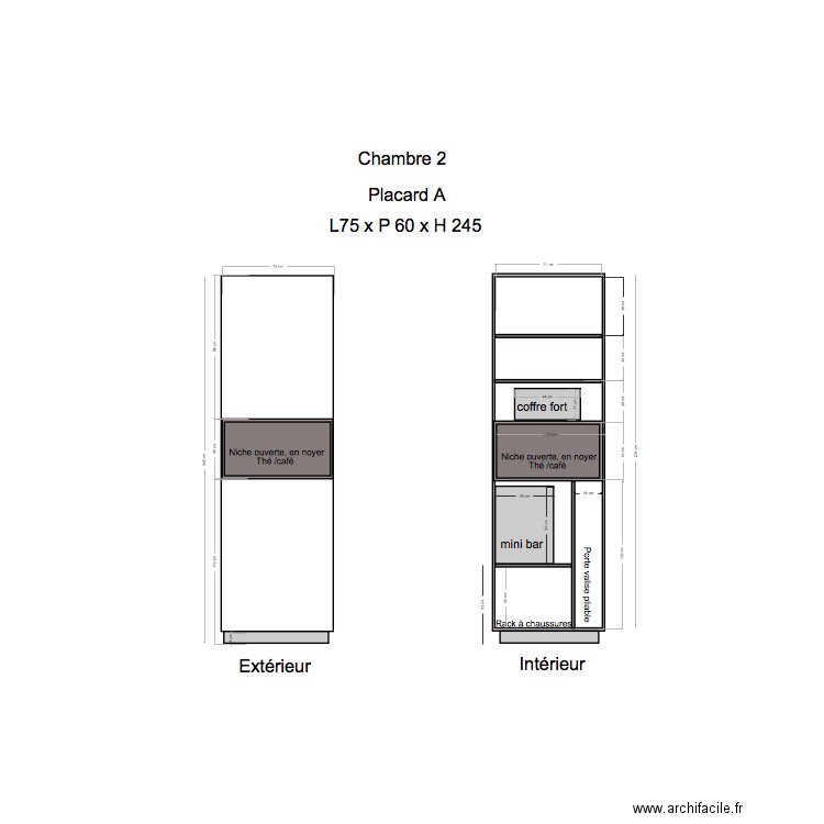 Placard Chambre 2. Plan de 0 pièce et 0 m2