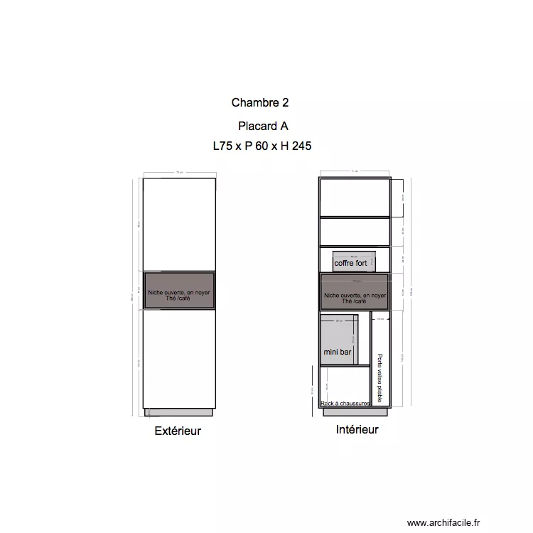Placard Chambre 2. Plan de 