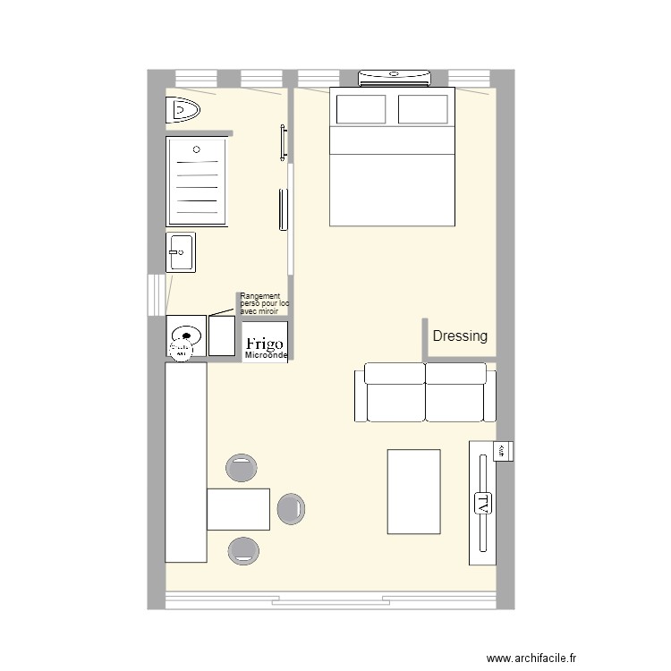 jacky cap plan 5. Plan de 2 pièces et 33 m2