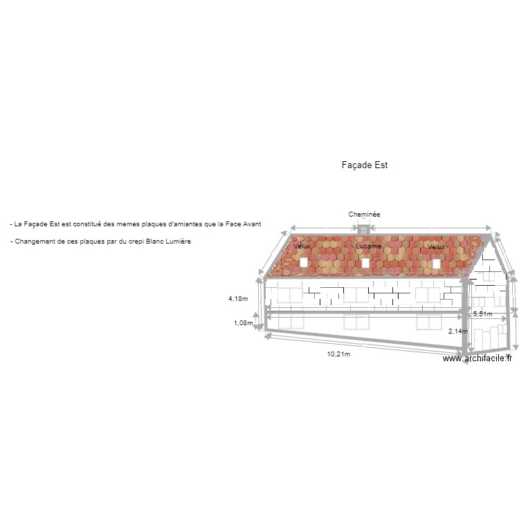 Facade Est 1. Plan de 3 pièces et 91 m2