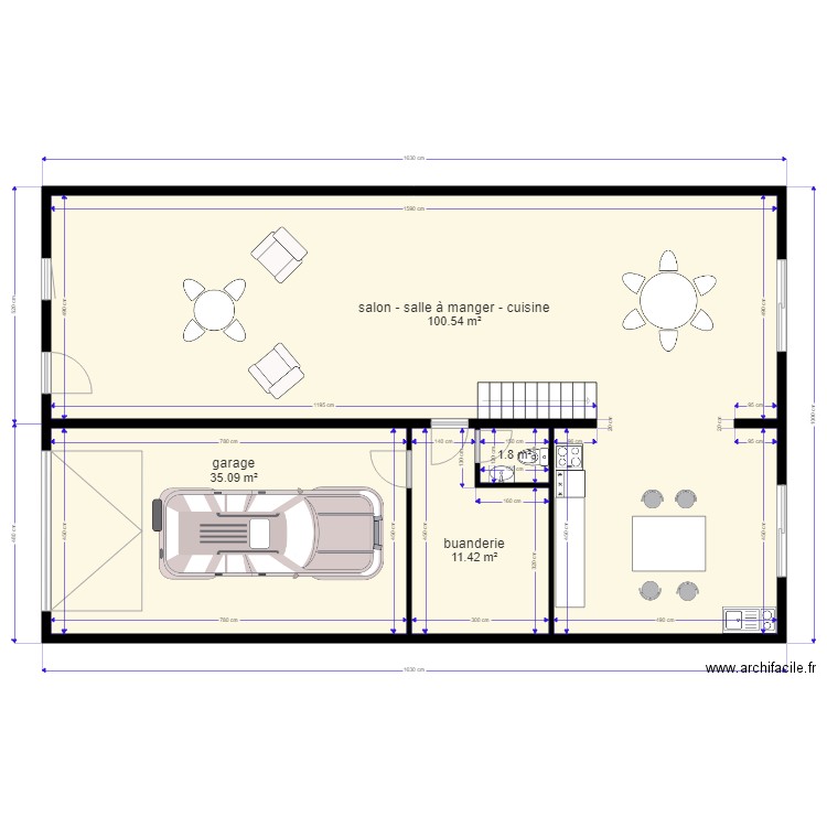 AVANGE bis. Plan de 4 pièces et 149 m2