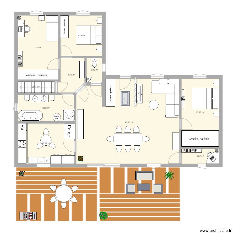 plan 1. Plan de 10 pièces et 114 m2