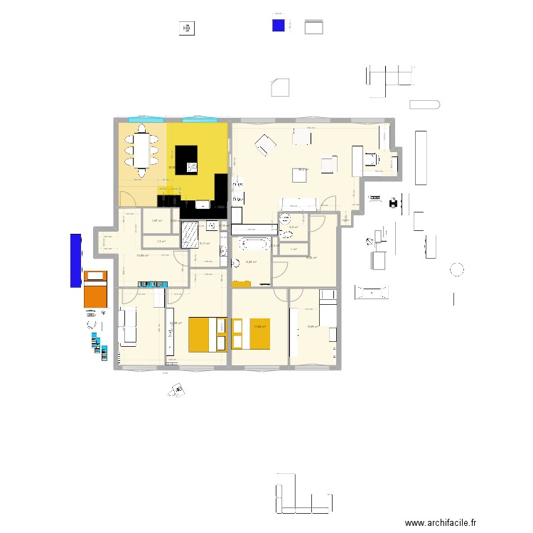 APPART ch parent. Plan de 16 pièces et 147 m2