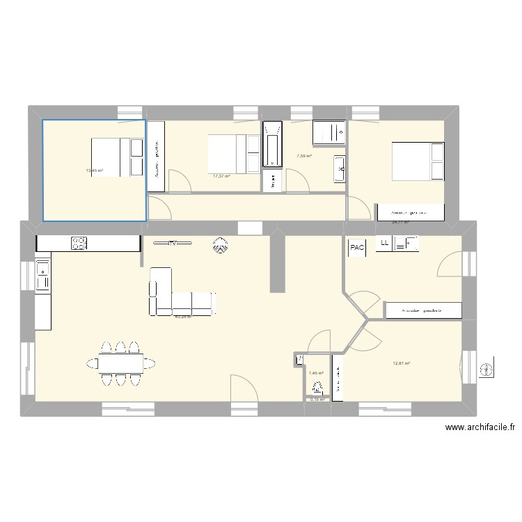 SACHOT PL. Plan de 8 pièces et 141 m2