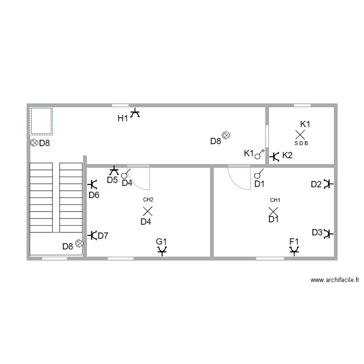 HICHAMDEPLUX125. Plan de 4 pièces et 55 m2