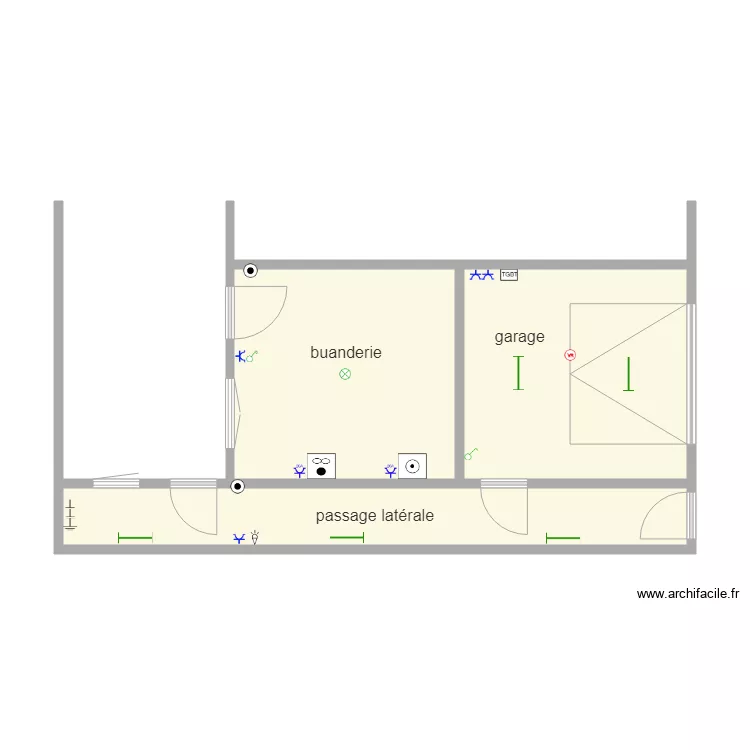 garage buanderie. Plan de 